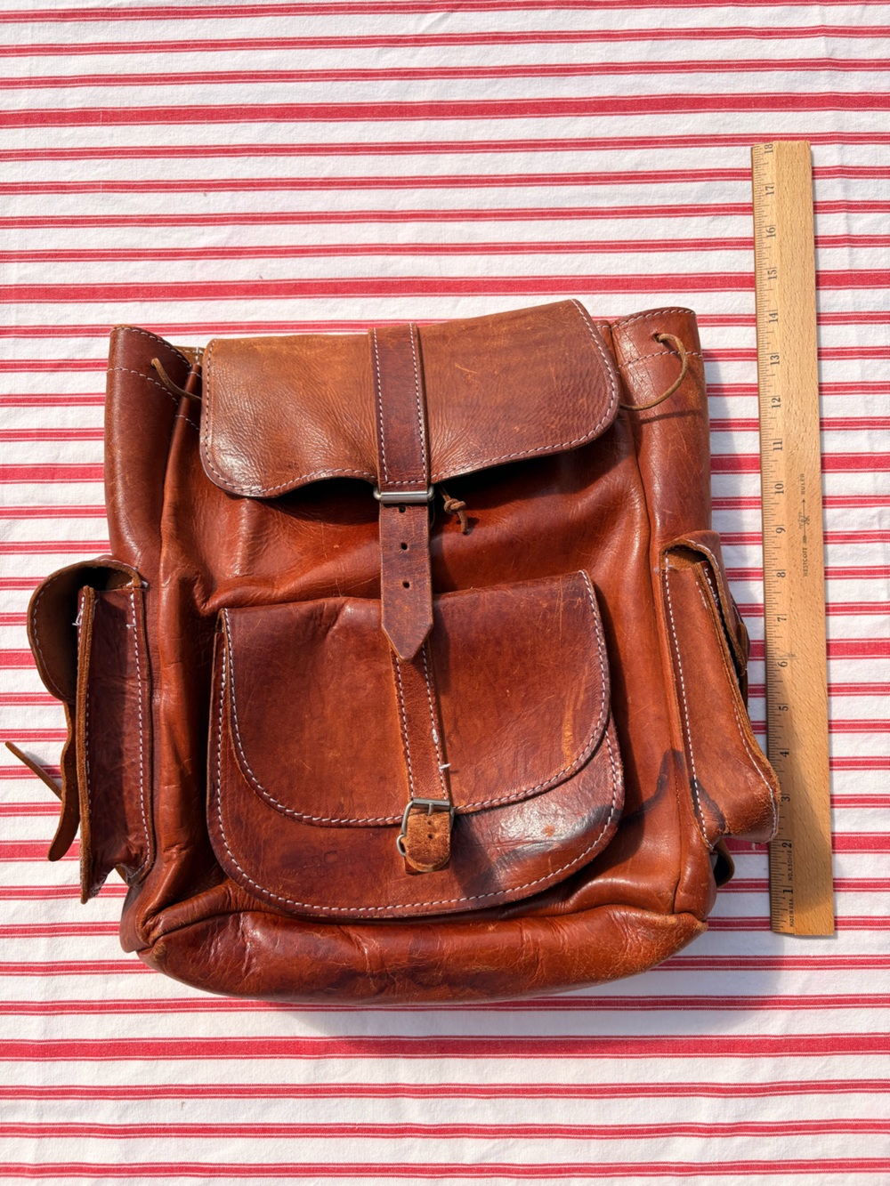 Brown Leather backpack- Classic Saddle Style